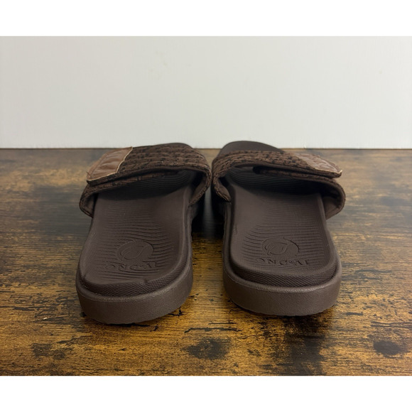 ONCAI Orthotic Sandals Slides Mens Sz 7.5 Brown Hook Loop Plantar Fasciitis - Picture 6 of 10